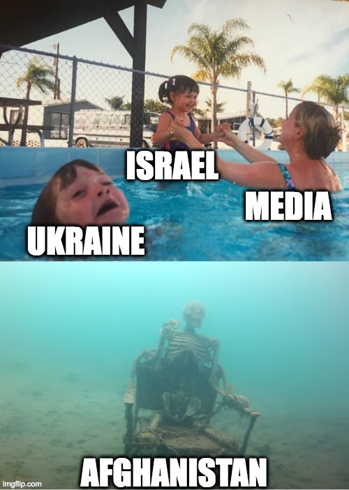 Swimming Pool Kids | ISRAEL; MEDIA; UKRAINE; AFGHANISTAN | image tagged in swimming pool kids | made w/ Imgflip meme maker