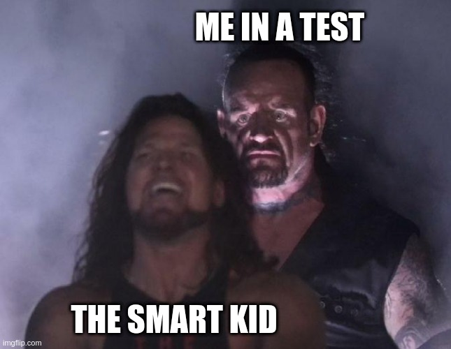 The Undertaker | ME IN A TEST; THE SMART KID | image tagged in the undertaker | made w/ Imgflip meme maker