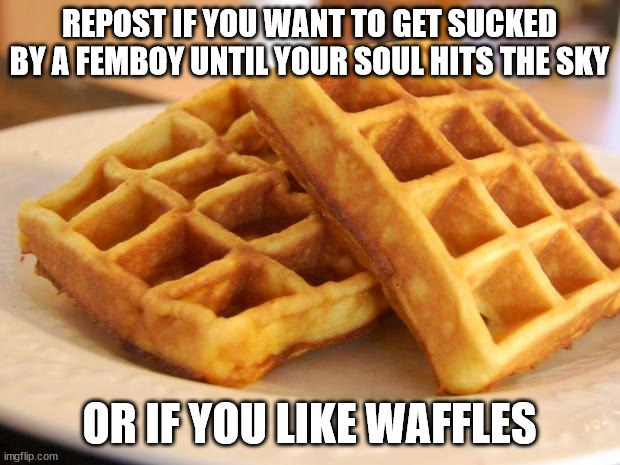 (i like waffles) | REPOST IF YOU WANT TO GET SUCKED BY A FEMBOY UNTIL YOUR SOUL HITS THE SKY; OR IF YOU LIKE WAFFLES | image tagged in essay waffle | made w/ Imgflip meme maker