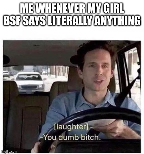 You dumb bitch | ME WHENEVER MY GIRL BSF SAYS LITERALLY ANYTHING | image tagged in you dumb bitch | made w/ Imgflip meme maker