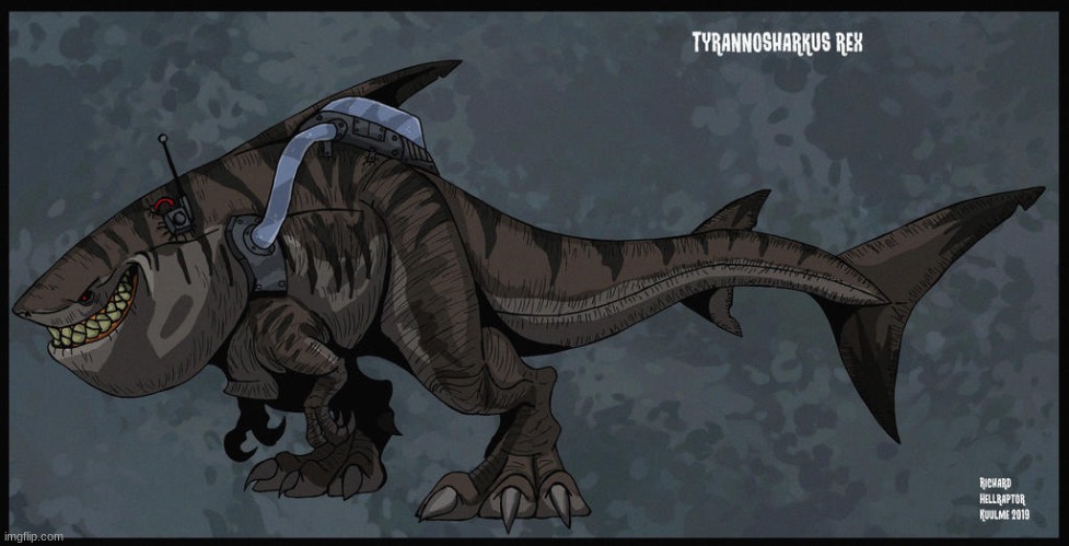 Tyrannosharkus Rex (Art by HellraptorStudios) | made w/ Imgflip meme maker