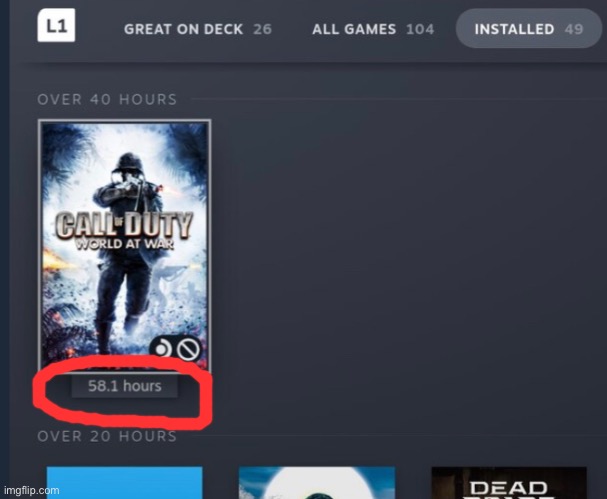 Playing my Steam Deck offline completely throws off the playtime that it thinks I have. | made w/ Imgflip meme maker