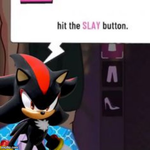 shadow hit the slay button | image tagged in shadow hit the slay button | made w/ Imgflip meme maker
