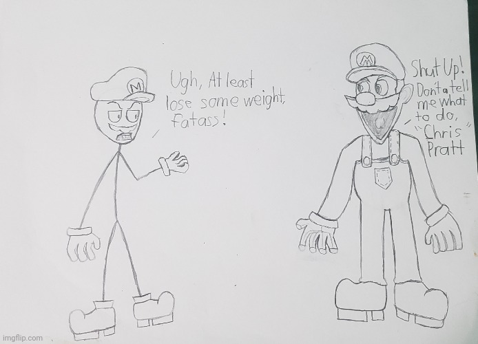 Josanity's Mario meets SMG4's Mario (Reupload) | image tagged in smg4,mario,drawing | made w/ Imgflip meme maker