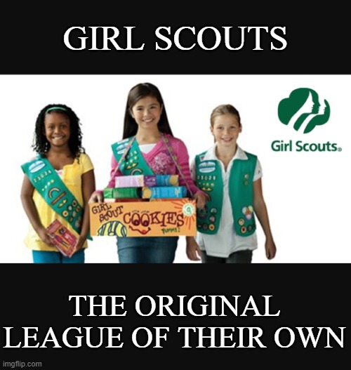 Girl scout | GIRL SCOUTS; THE ORIGINAL LEAGUE OF THEIR OWN | image tagged in girl scout,so true | made w/ Imgflip meme maker