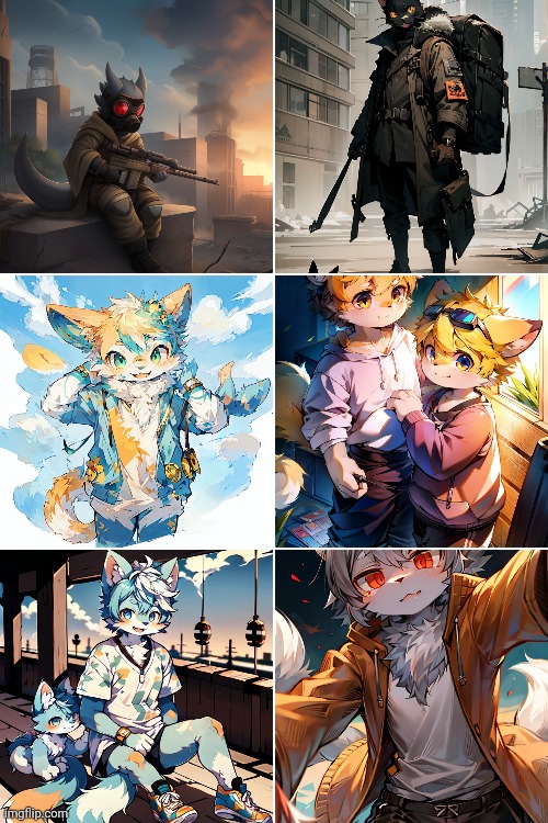 AI art by SeaArt | image tagged in furry,art,ai,collage | made w/ Imgflip meme maker