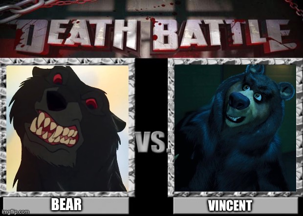death battle | BEAR; VINCENT | image tagged in death battle | made w/ Imgflip meme maker