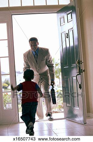 High Quality Child greeting parent at the door Blank Meme Template