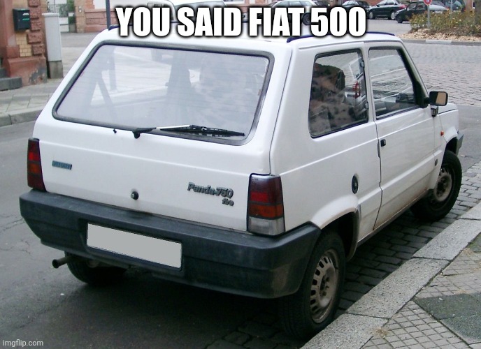 Fiat 500??? | YOU SAID FIAT 500 | image tagged in fiatpanda | made w/ Imgflip meme maker