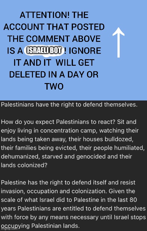 ISRAELI BOT | image tagged in blue alt | made w/ Imgflip meme maker