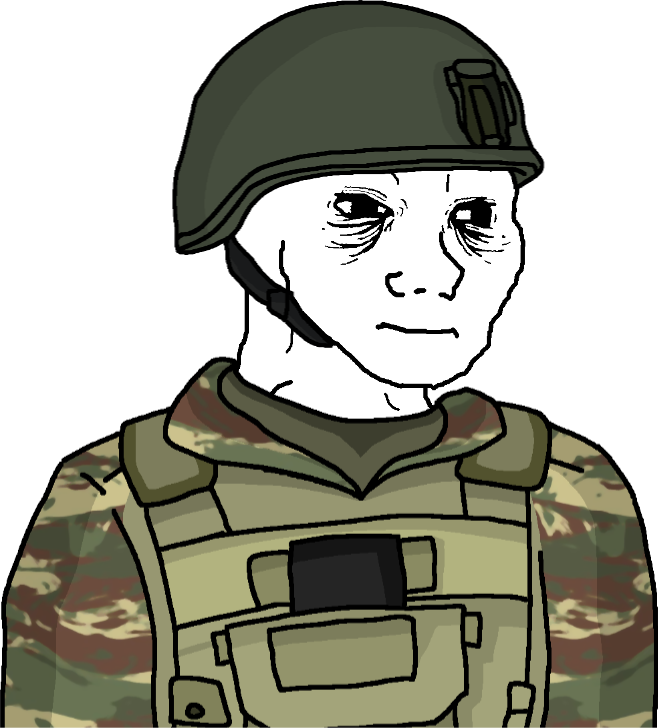 Wojak Tired Eroican Protecter-Soldier Blank Meme Template