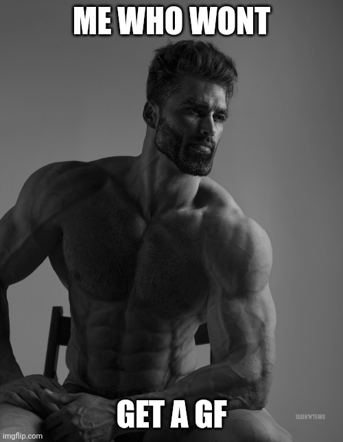 Giga Chad | ME WHO WONT GET A GF | image tagged in giga chad | made w/ Imgflip meme maker