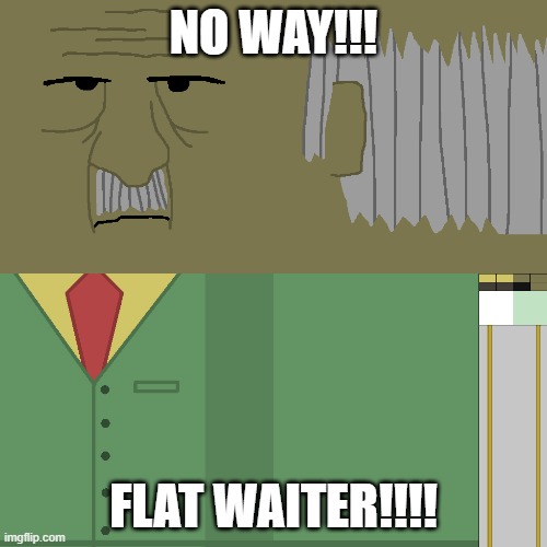 FLAT WAITER!!!! | NO WAY!!! FLAT WAITER!!!! | made w/ Imgflip meme maker