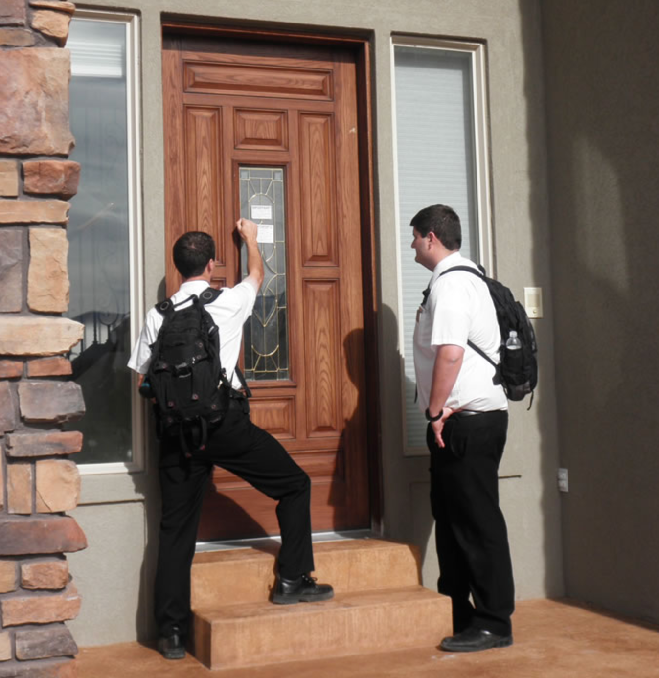 High Quality Mormons at door Blank Meme Template