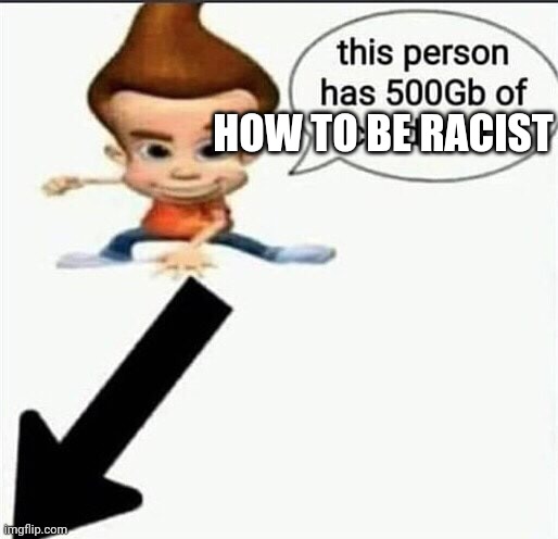 this person has 500gb | HOW TO BE RACIST | image tagged in this person has 500gb | made w/ Imgflip meme maker