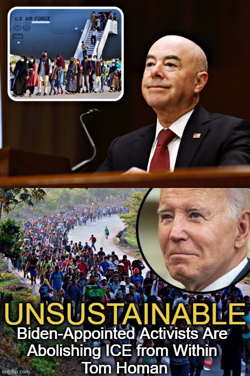 ICE = "Illegal Chaotic Evasion" | UNSUSTAINABLE; Biden-Appointed Activists Are 
Abolishing ICE from Within 
Tom Homan | image tagged in politics,unsustainable,illegal,evasion,open borders,law and order | made w/ Imgflip meme maker