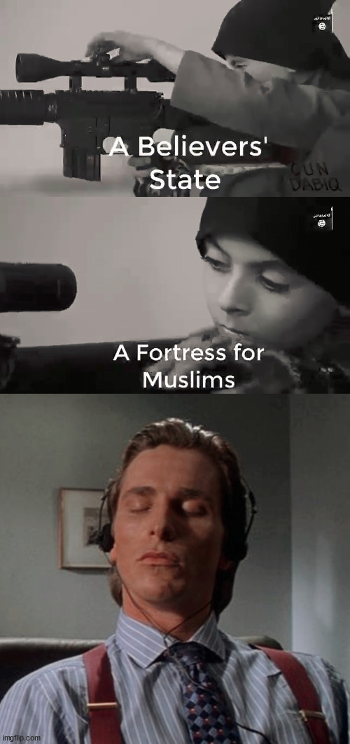Baqiyah is truly a fire nashed | image tagged in patrick bateman listening to music | made w/ Imgflip meme maker