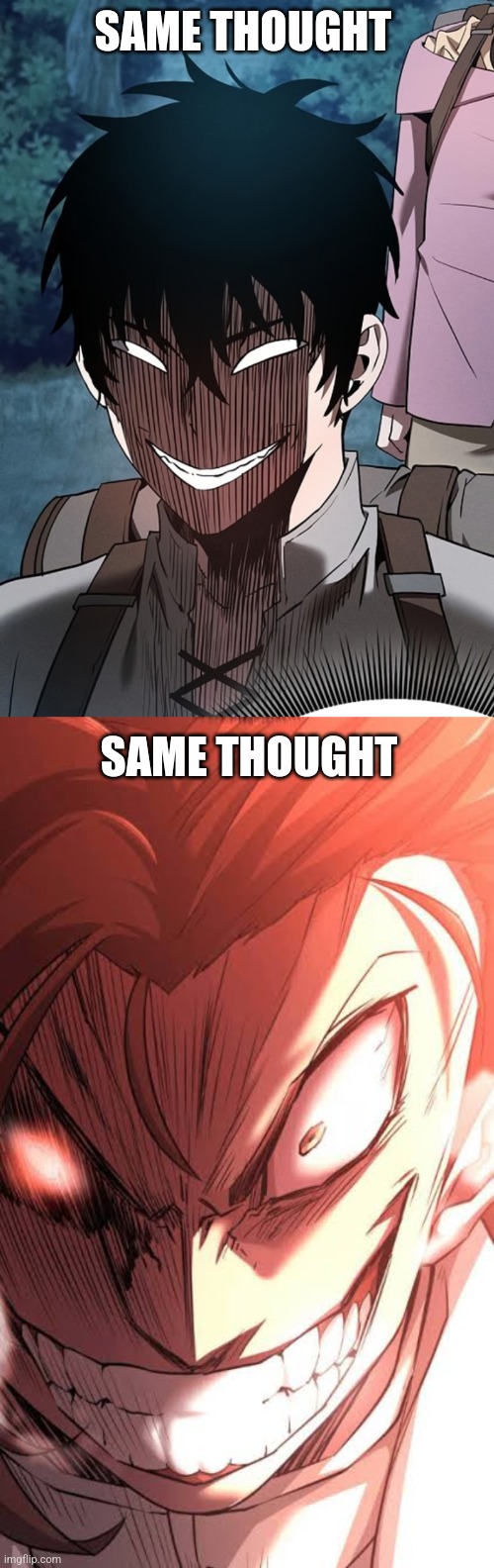 Same thought | SAME THOUGHT; SAME THOUGHT | image tagged in anime meme | made w/ Imgflip meme maker