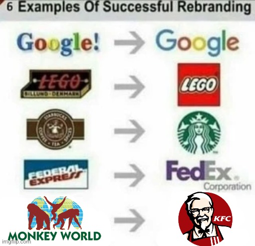 6 Examples of Successful Rebranding | image tagged in 6 examples of successful rebranding | made w/ Imgflip meme maker