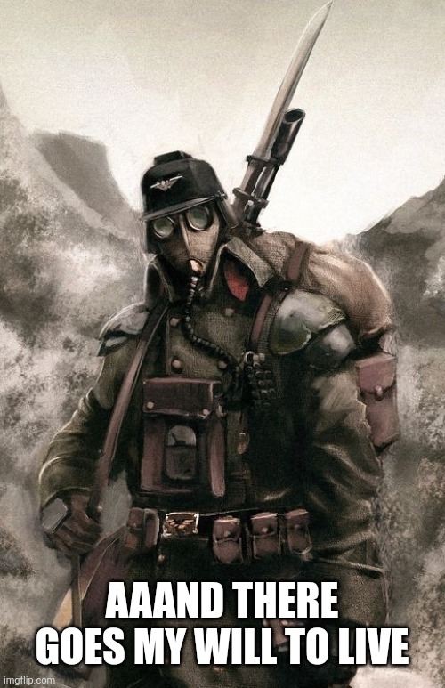 Death Korps Guardsman | AAAND THERE GOES MY WILL TO LIVE | image tagged in death korps guardsman | made w/ Imgflip meme maker