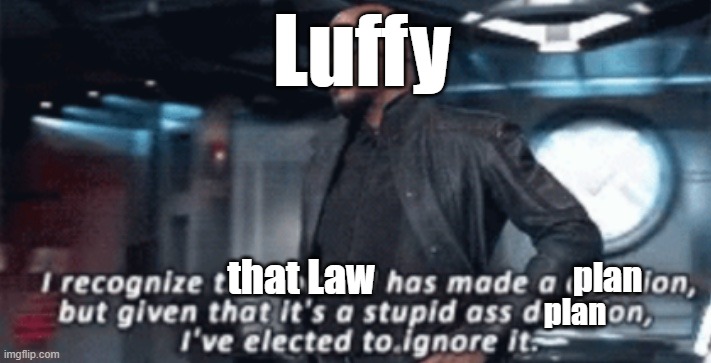 Luffy disagrees with Law | Luffy; that Law; plan; plan | image tagged in i recognise the council has made a decision | made w/ Imgflip meme maker