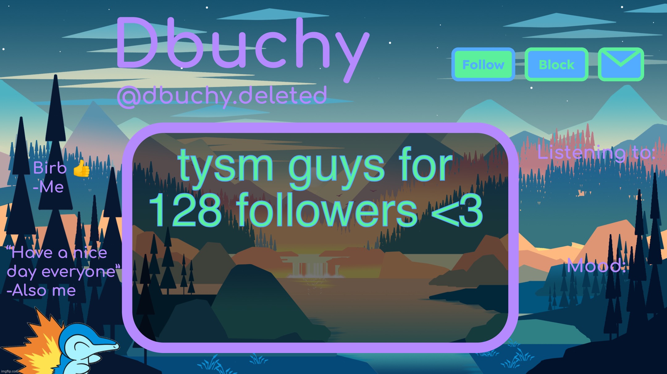 yall are truly amazing i mean it | tysm guys for 128 followers <3 | image tagged in dbuchy announcement temp | made w/ Imgflip meme maker