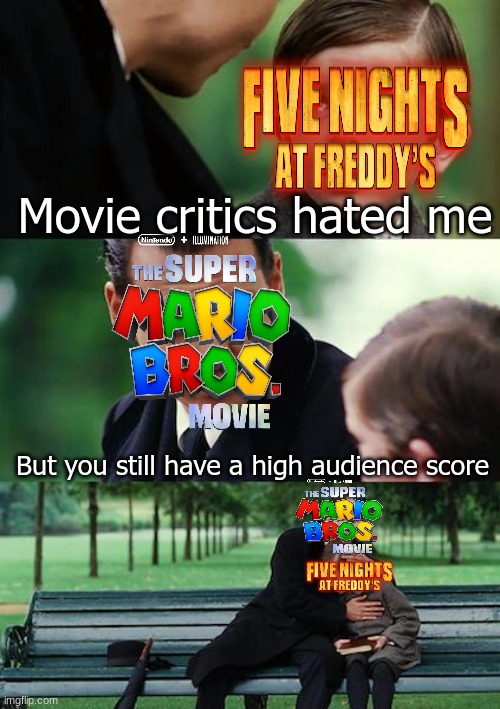 Never trust critics | Movie critics hated me; But you still have a high audience score | image tagged in memes,finding neverland,movies,five nights at freddys,super mario bros | made w/ Imgflip meme maker