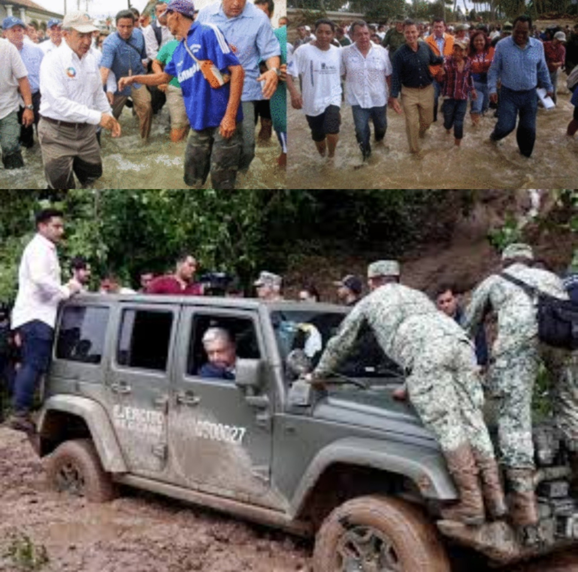 El mierdas de palacio amlo en Jeep inundación en Acapulco Blank Meme Template