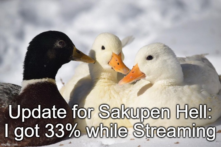 Dunkin Ducks | Update for Sakupen Hell: I got 33% while Streaming | image tagged in dunkin ducks | made w/ Imgflip meme maker