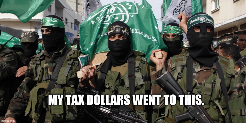 Taxes | MY TAX DOLLARS WENT TO THIS. | image tagged in hamas | made w/ Imgflip meme maker