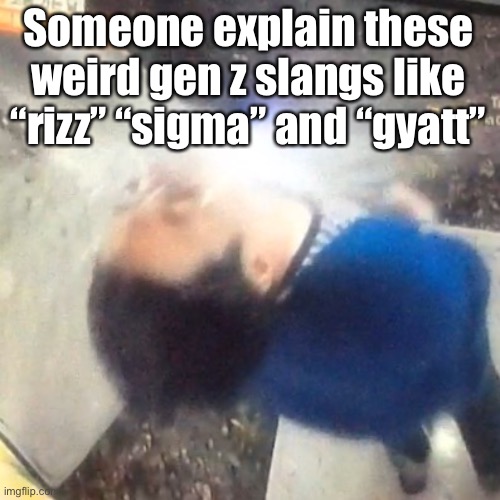 u | Someone explain these weird gen z slangs like “rizz” “sigma” and “gyatt” | image tagged in u | made w/ Imgflip meme maker