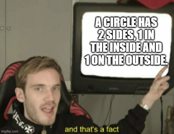 and that's a fact | A CIRCLE HAS 2 SIDES, 1 IN THE INSIDE AND 1 ON THE OUTSIDE. | image tagged in and that's a fact | made w/ Imgflip meme maker