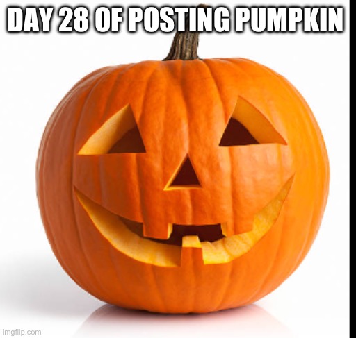 Pumpkin day 28 | DAY 28 OF POSTING PUMPKIN | image tagged in pumkin | made w/ Imgflip meme maker