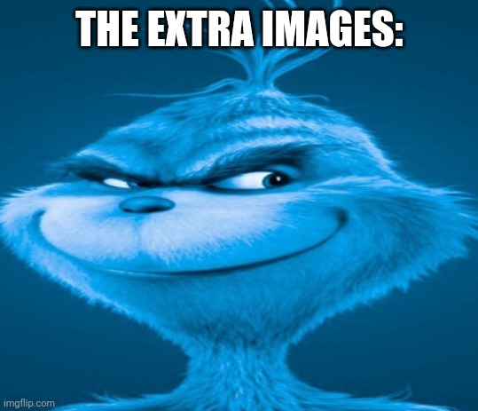 The blue grinch | THE EXTRA IMAGES: | image tagged in the blue grinch | made w/ Imgflip meme maker