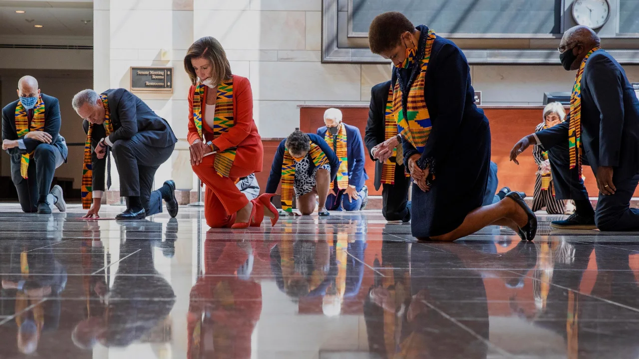 Democrats Kneeling To St Floyd. Blank Meme Template