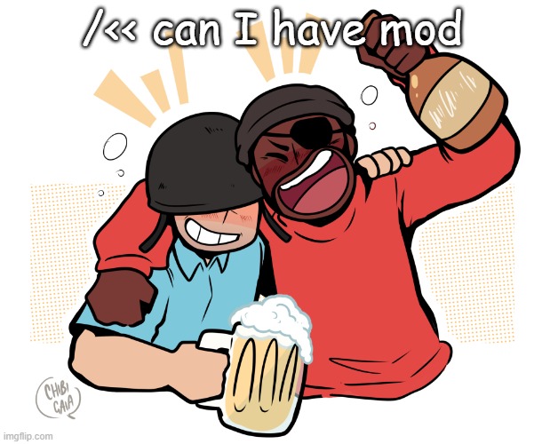 soldier and demo | /<< can I have mod | image tagged in soldier and demo | made w/ Imgflip meme maker