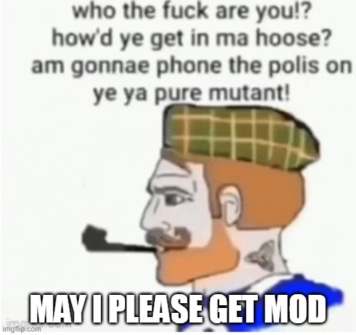 Scottish Chad Who The Eff Are You | MAY I PLEASE GET MOD | image tagged in scottish chad who the eff are you | made w/ Imgflip meme maker