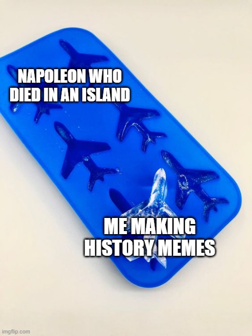 I found out Napoleon died on an island 202 years ago | NAPOLEON WHO DIED IN AN ISLAND; ME MAKING HISTORY MEMES | image tagged in airplane is the ice block,memes,funny | made w/ Imgflip meme maker