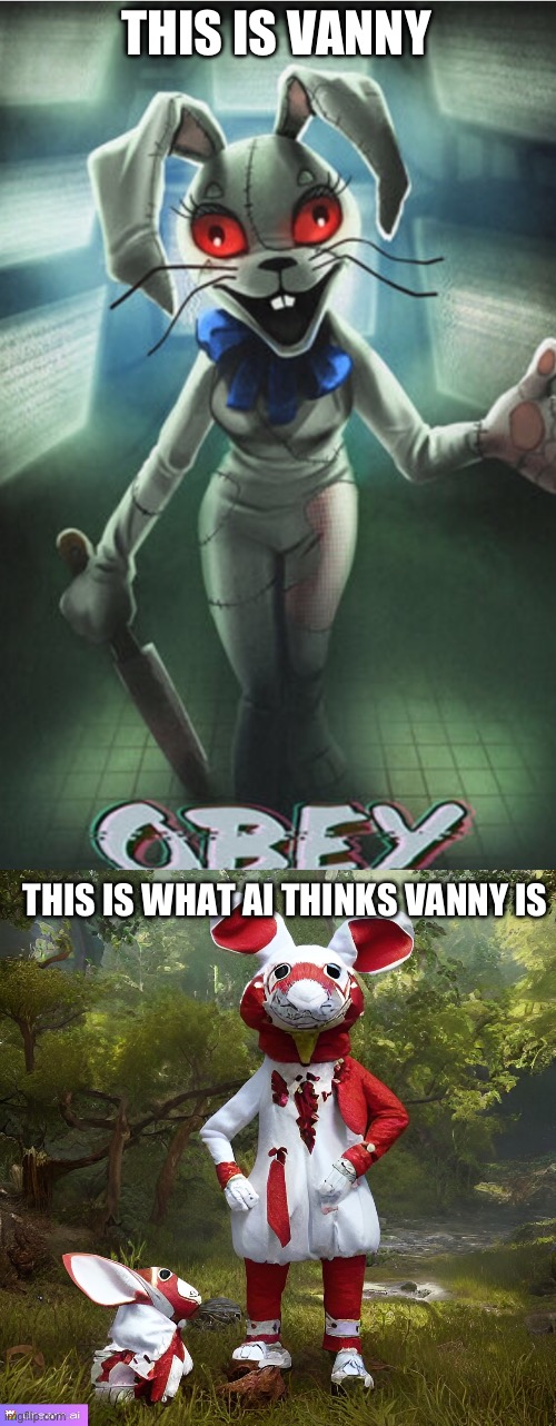 Uh | THIS IS VANNY; THIS IS WHAT AI THINKS VANNY IS | image tagged in vanny | made w/ Imgflip meme maker