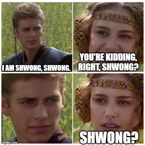 Anakin Padme Meme | YOU'RE KIDDING, RIGHT, SHWONG? I AM SHWONG, SHWONG. SHWONG? | image tagged in anakin padme meme | made w/ Imgflip meme maker