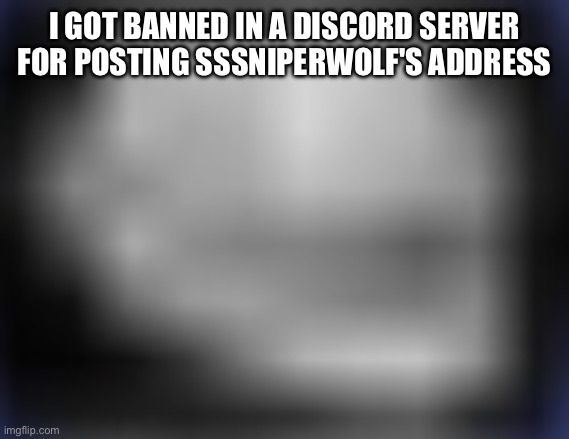 d | I GOT BANNED IN A DISCORD SERVER FOR POSTING SSSNIPERWOLF'S ADDRESS | image tagged in super low quality troll face | made w/ Imgflip meme maker