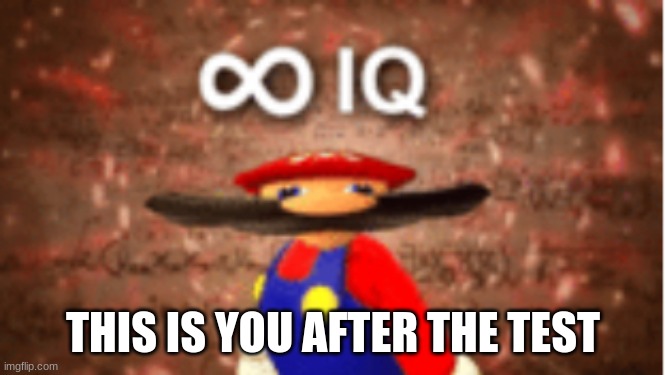 Infinite IQ | THIS IS YOU AFTER THE TEST | image tagged in infinite iq | made w/ Imgflip meme maker