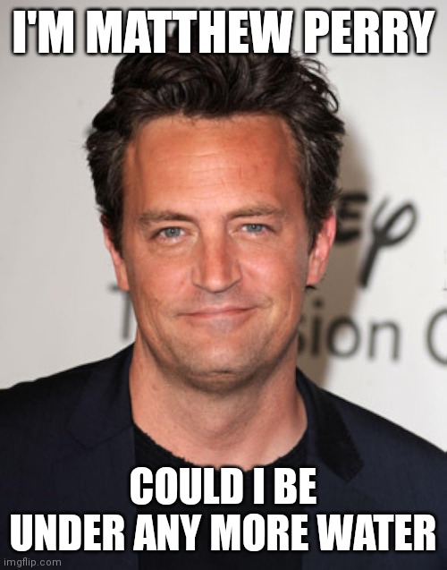 I'M MATTHEW PERRY; COULD I BE UNDER ANY MORE WATER | made w/ Imgflip meme maker