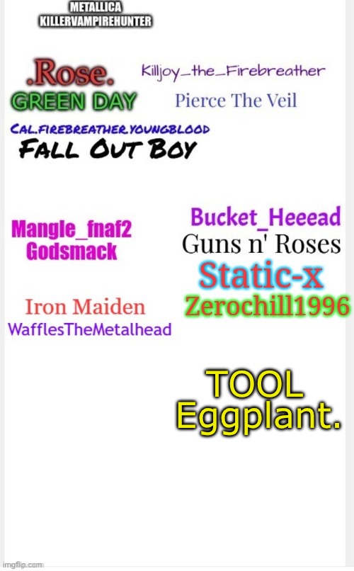 Repost with your favorite band | TOOL; Eggplant. | image tagged in heavy metal | made w/ Imgflip meme maker