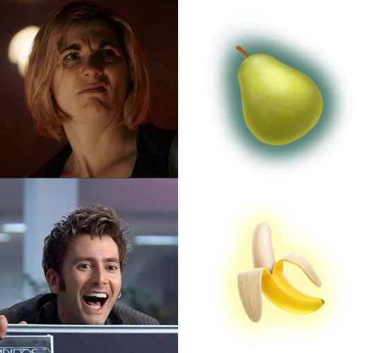 Whovian Whomour | 🍐; 🍌 | image tagged in happy tennant,blank white template,doctor who,drake,david tennant,the doctor | made w/ Imgflip meme maker