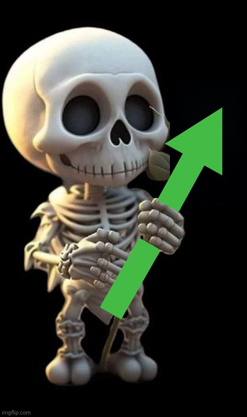 High Quality SKELETON HOLDING AN UP VOTE Blank Meme Template
