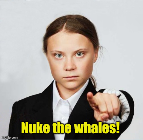 Greta | Nuke the whales! | image tagged in greta | made w/ Imgflip meme maker