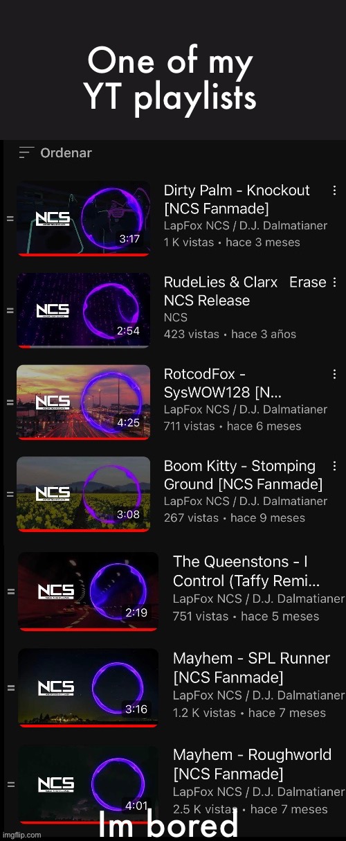 One of my YT playlists; Im bored | image tagged in msmg | made w/ Imgflip meme maker