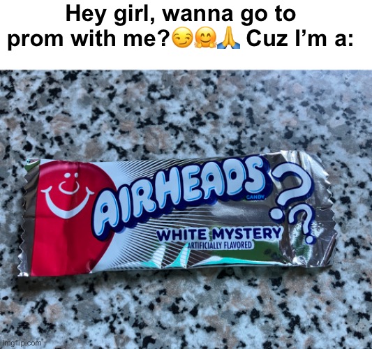 White mystery | Hey girl, wanna go to prom with me?😏🤗🙏 Cuz I’m a: | image tagged in funny,memes | made w/ Imgflip meme maker