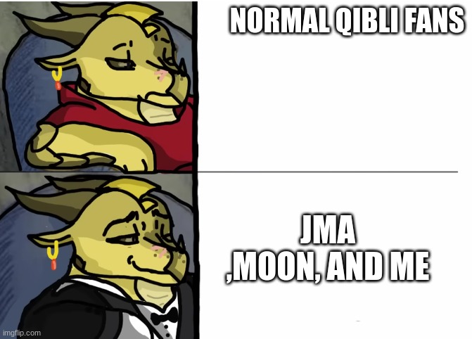 this seems fitting (added spooky_dragonz and to the mix also ARealScaryTrombonePlayer) | NORMAL QIBLI FANS; JMA ,MOON, AND ME | image tagged in qibli tuxedo | made w/ Imgflip meme maker